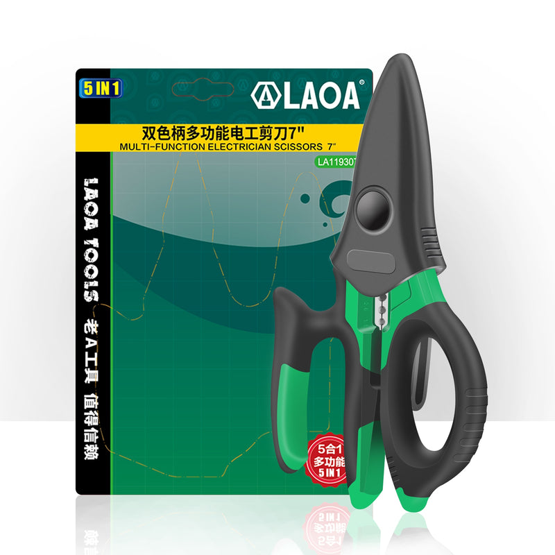 LAOA 7 Inch Electrician Scissors 1.5-4mm² Wire Cutter Stripping Cutting Terminal Crimping Household Shears Tools