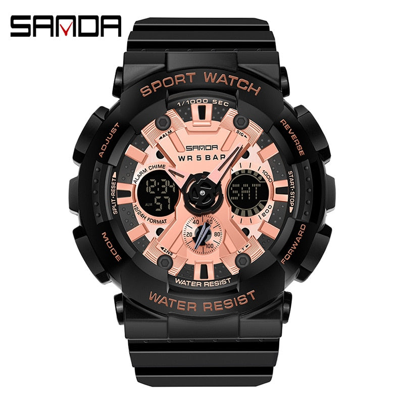 SANDA Women Men Watch Sports Dual Display 50M Waterproof Wrist Watch For Male Female Clock relogio feminino High Quality 2022