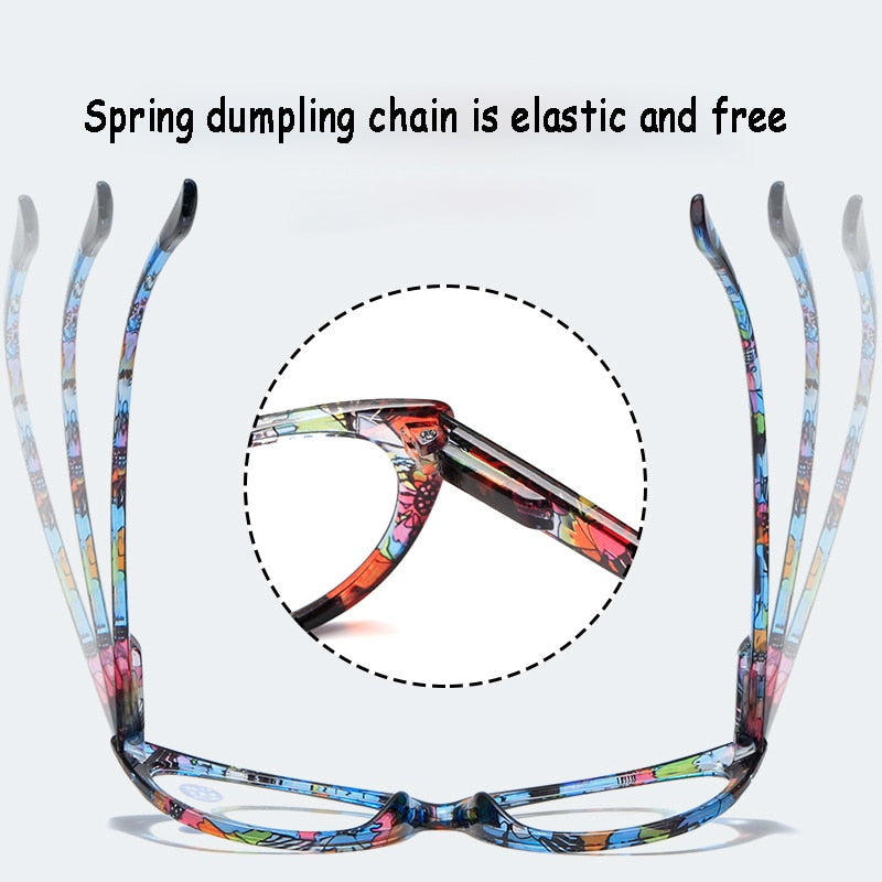 Seemfly Ladies Floral Reading Glasses Fashion Printing Clear Presbyopia Eyeglasses Glassware With Degree +1 +1.5 +2 +2.5 +4