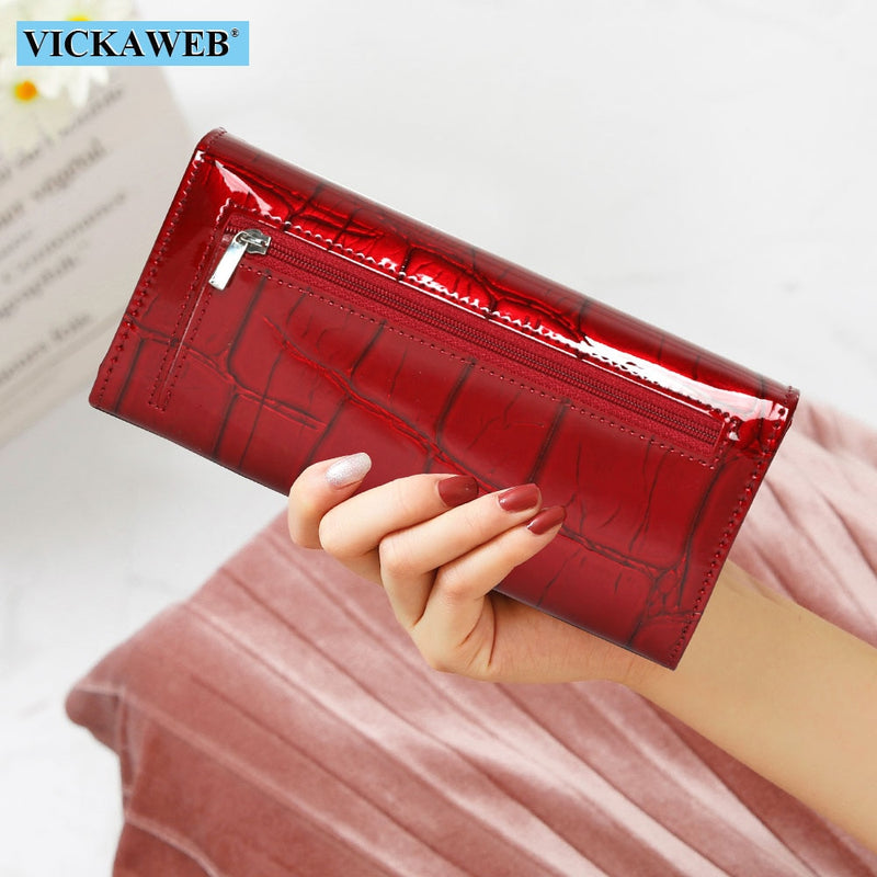 Free Gift Genuine Leather Women Wallet Magnetic Hasp Female Long Purse Ladies Coin Purses Fashion Wallets Women&