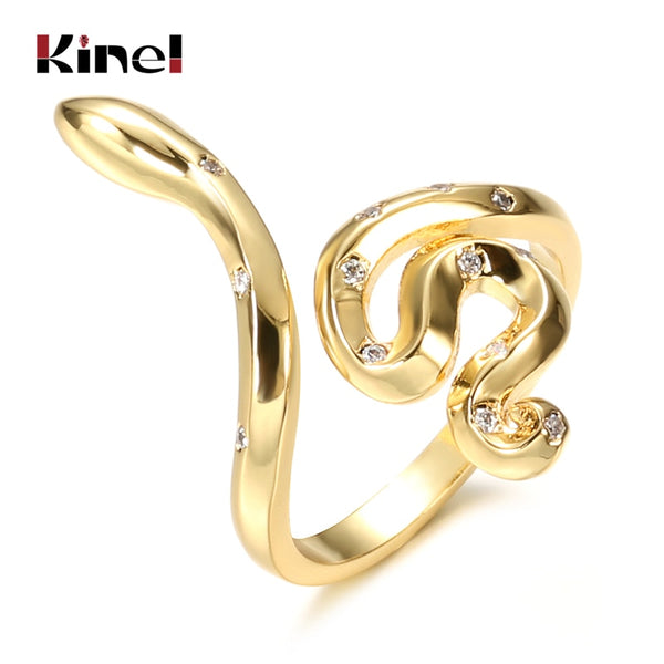 Kinel 2020 New Cubic Zirconia Snake Ring Adjustable Jewelry  fashion Animal Series Rock Style Rings Party Rings for Women