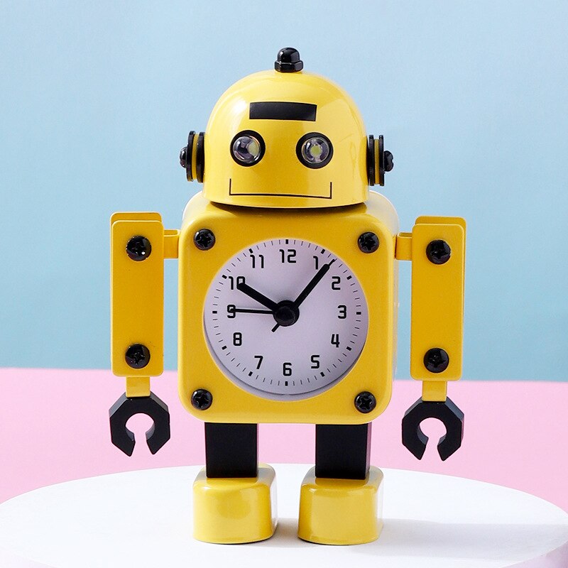 Creative Children Cartoon Robot Alarm Clocks Student Personal Mute Metal Making Table Alarm Clocks Children Christmas Gift