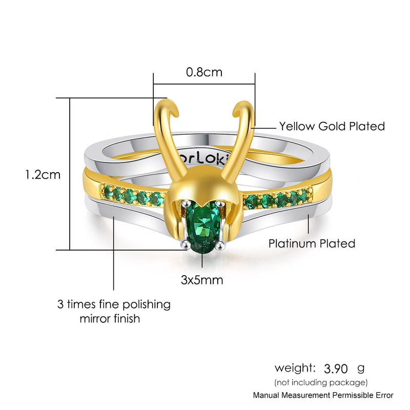 Loki Ring Sets For Women Superhero Thor Green Crystal Matching Crown Helmet Rings Stacking Jewelry Unisex Cosplay Accessories 03