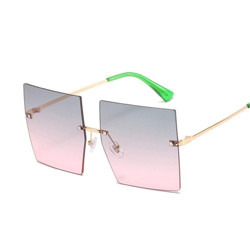 Vintage Square Sunglasses Women Luxury Oversized Rimless Sun Glasses Shades Female Fashion Brand Designer Clear Oculos De Sol