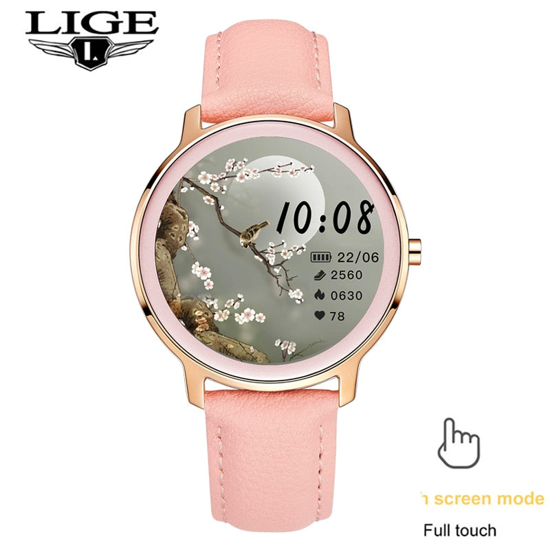 LIGE New Smart watch Ladies Full Touch Screen Sports Fitness watch IP67 waterproof Bluetooth For Android iOS  Ladies Smart watch