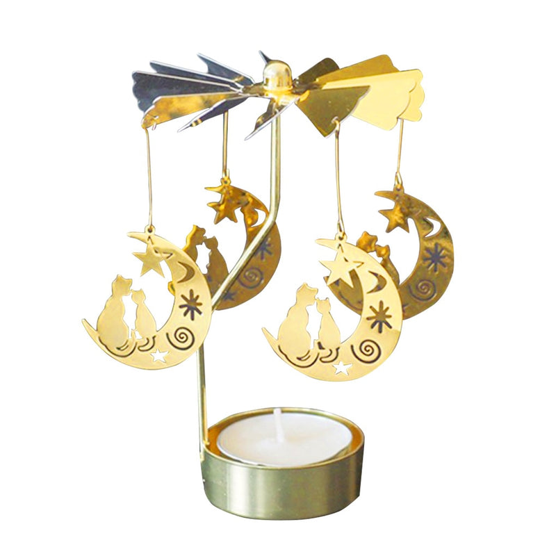 Rotating Spinning Candle Holder Wedding Party Christmas Home Decoration Metal Tealight Candlestick