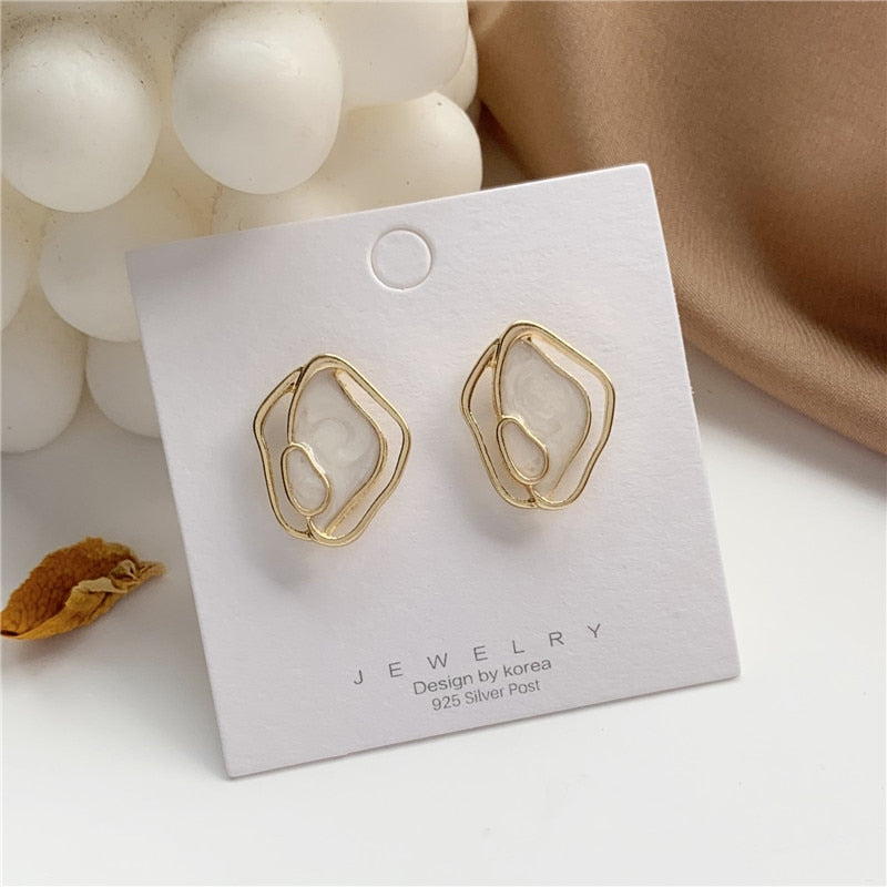Cute Korean Earrings Love Heart Bling Zircon Stone Rose Gold Color Stud Earrings for Women Korean Fashion Jewelry 2021 New Gift
