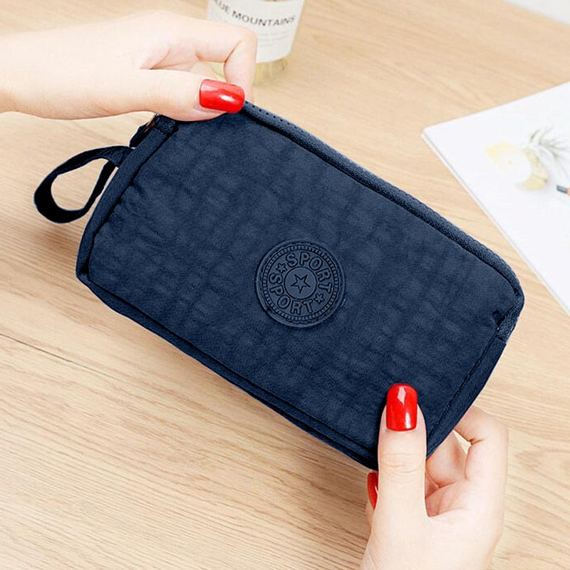 Geestock Women Wallets 3 Layer Wallet for Women Purse Clutch Phone Coin Pouch Canvas Cards ID Keys Money Bags Makeup Pocket