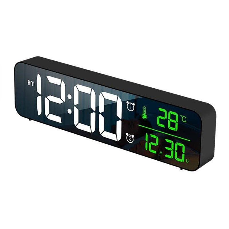 LED Digital Alarm Clock Snooze Temperature Date Display USB Desktop Strip Mirror LED Clocks for Living Room Decoration