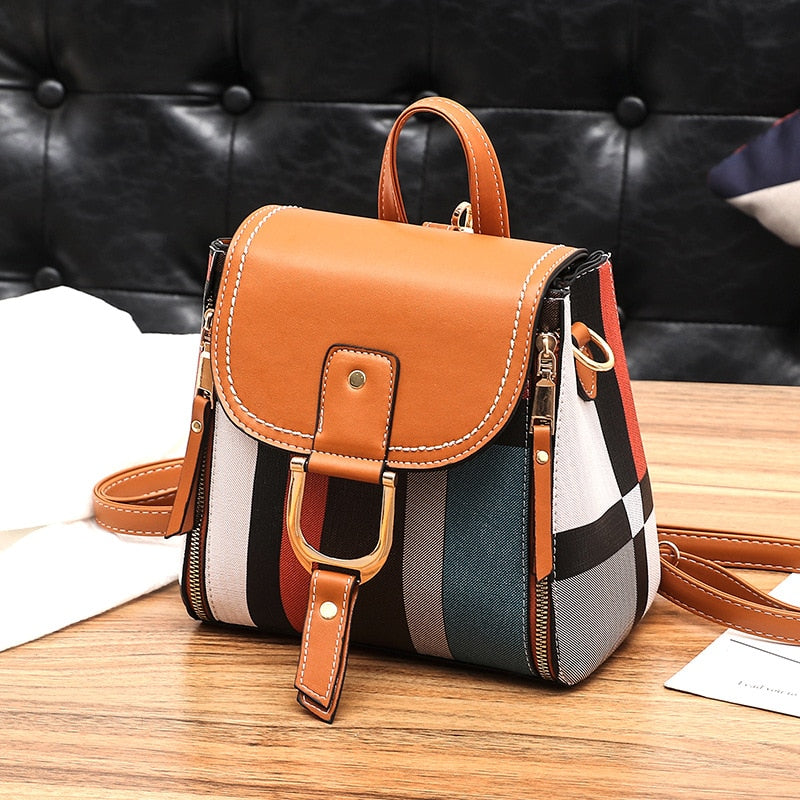 Women Backpack with Free Gift Multiple Using Women Grid Backpacks Female School Bag Girls Travel Bag Purse Free Shipping