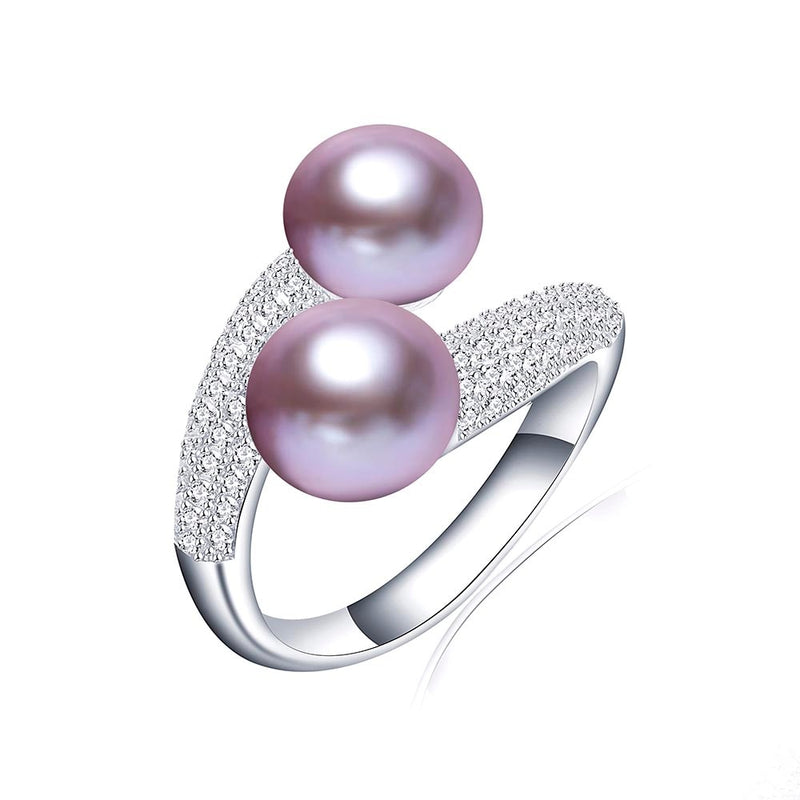 2022 New Double Pearl Adjustable Natural Freshwater Pearl Original 925 Sterling Silver Zircon Women&