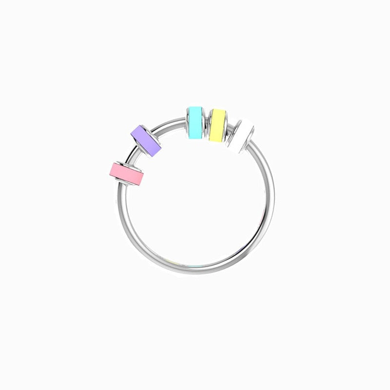 Fine Enamel Bead Anxiety Fidget Rings For Women Girls Anti Stress Release Fun Toys Ring Jewelry About Daughter Fidget Ring Gift