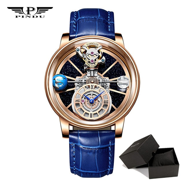 PINDU Celestial Body Series &quot;sky&quot; Quartz Watch Man For Men Waterproof Leather Strap Tourbillon Watch Luxury Business Men Watch