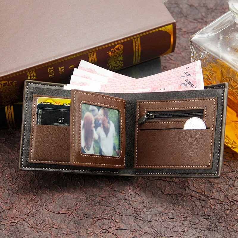 Men Wallet Leather Business Foldable Wallet Luxury Billfold Slim Hipster Credit Card Holders Inserts Coin Purses Vintage Walltes