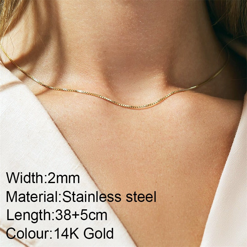 Chains Necklace for Women Stainless Steel Link Woman&