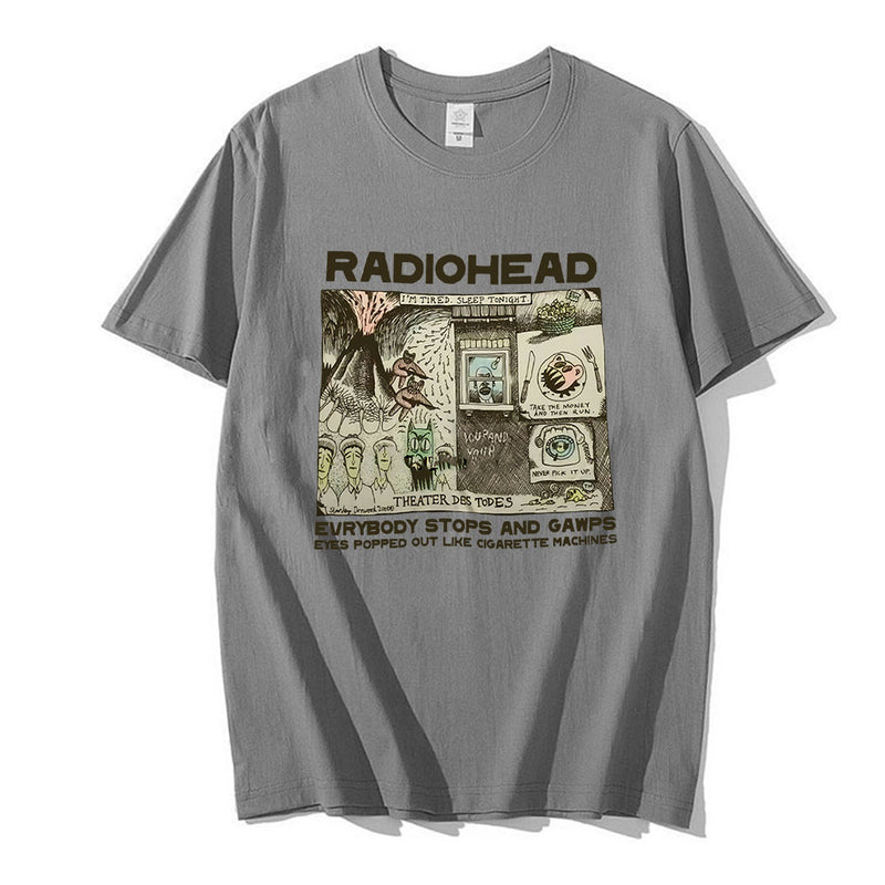 Radiohead T Shirt Men Fashion Summer Cotton T-shirts Kids Hip Hop Tops Arctic Monkeys Tees Women Tops Rock Boy Camisetas Hombre