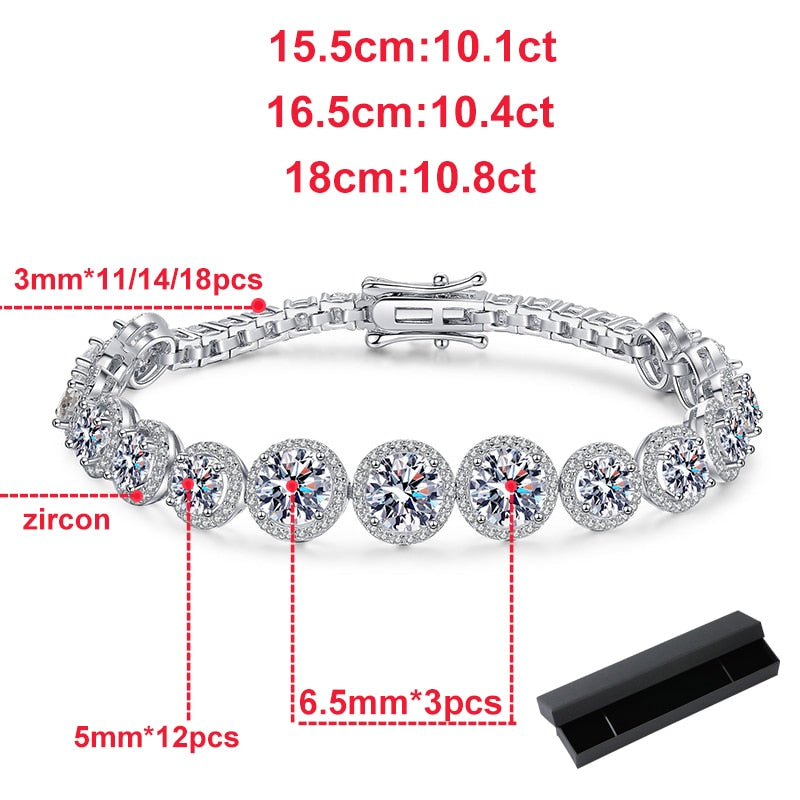 Smyoue 10.8CT Moissanite Tennis Bracelet for Women Sparkling Luxury Jewelry 925 Sterling Silver Chain Christmas Gift Bracelet