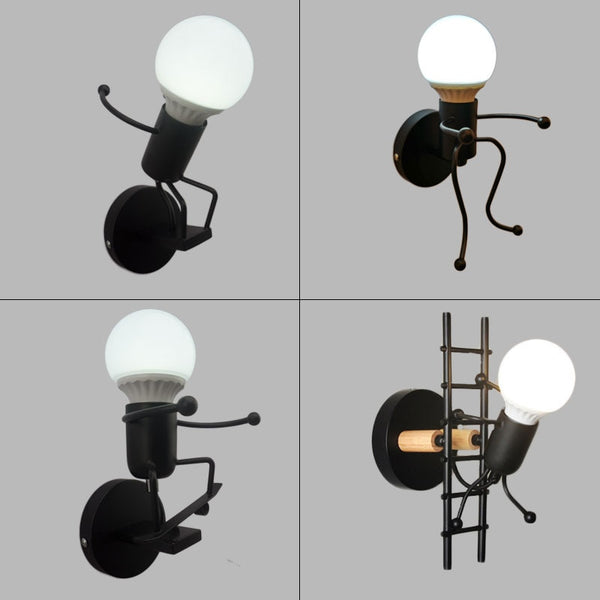 simplicity matchstick man Cartoon wall light Children's room kitchen dining room bed room foyer study balcony aisle Wall Lamp