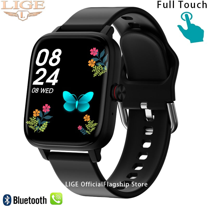 LIGE Call Smart Watch Women Custom Dial Smartwatch For Android IOS Waterproof Bluetooth Music Watches Full Touch Bracelet Clock