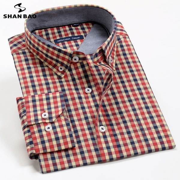 6XL 7XL 8XL 9XL 10XL 12XL Men's Business Casual Classic Plaid Long Sleeve Shirt Spring Brand Clothing 100% Cotton Loose Shirt