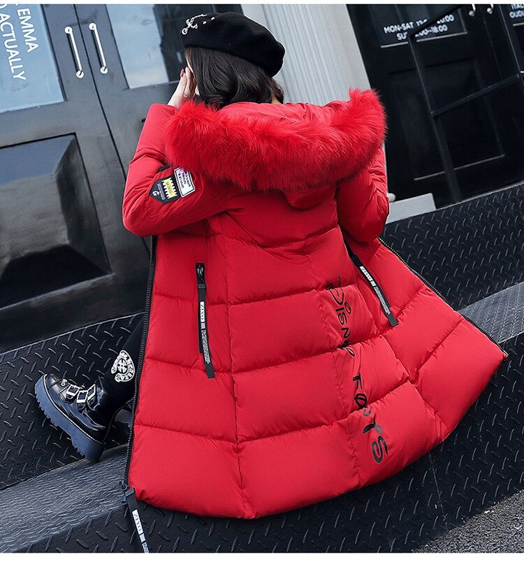 2021 Winter Parka Women&#39;s Long Padded Cotton Casual Fur Hooded Jacket Women&#39;s Thick Warm Parka Women&#39;s Coat Coat