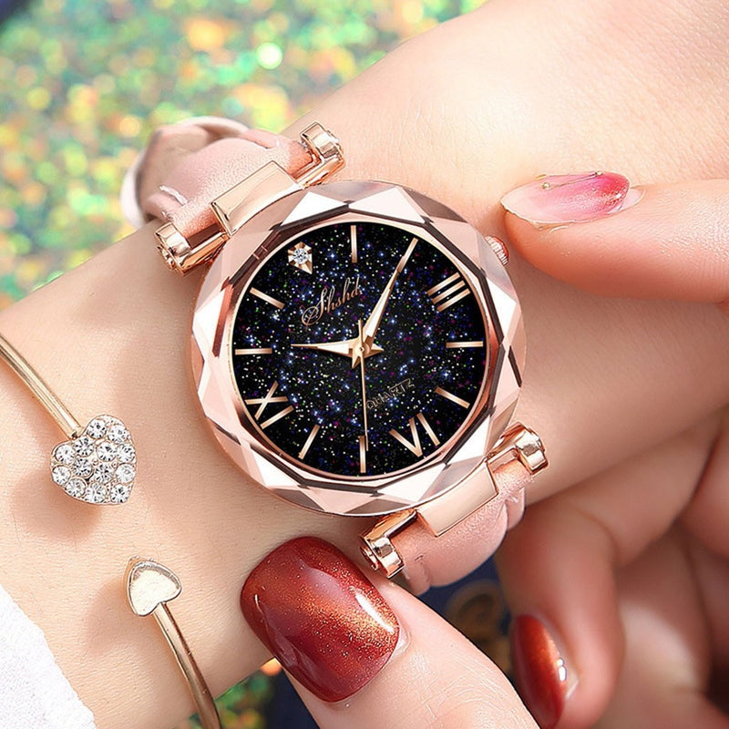 Good Quality Young Girls Luxury Quartz Watch For Womens Fashion Watch With For Leather Belt Montre Femme Strass Dropshipping