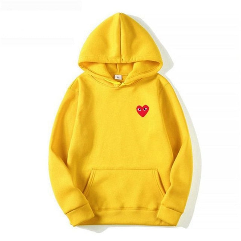 2022 hot sale men's and women's pure cotton heart-shaped print pocket wool thick lover autumn and winter casual hoodie