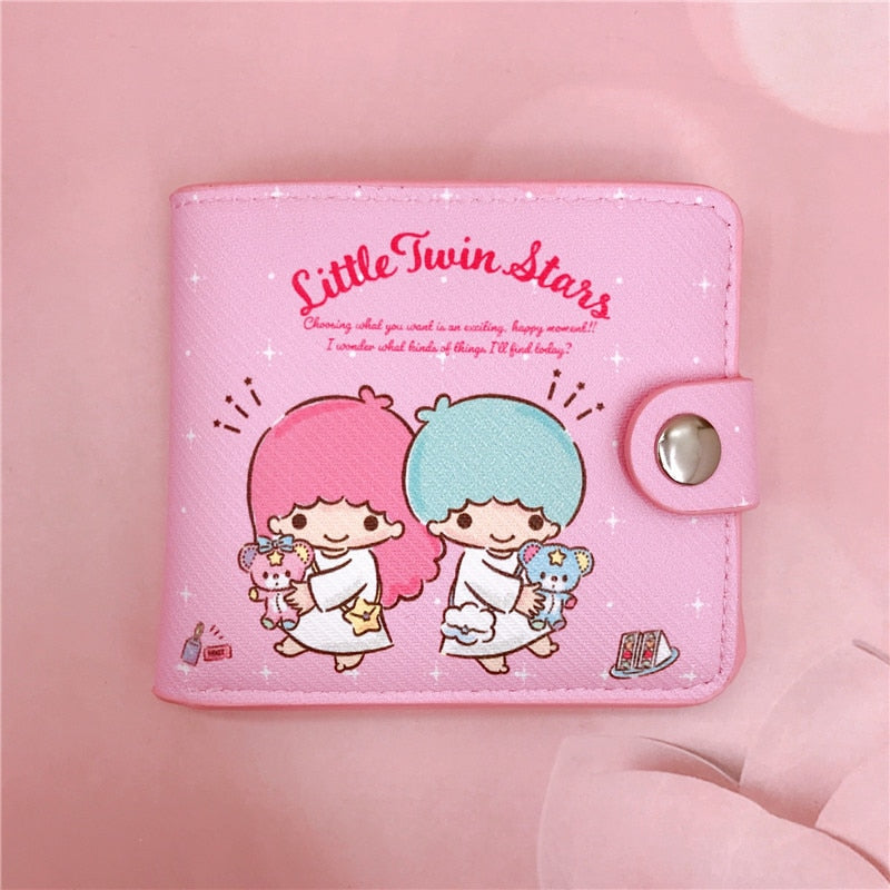 Kawaii Hello Kitty Cinnamoroll My Melody Kuromi Sanrios New Pu Casual Money Bag Coin Purse Card Holder Wallet with Buttons