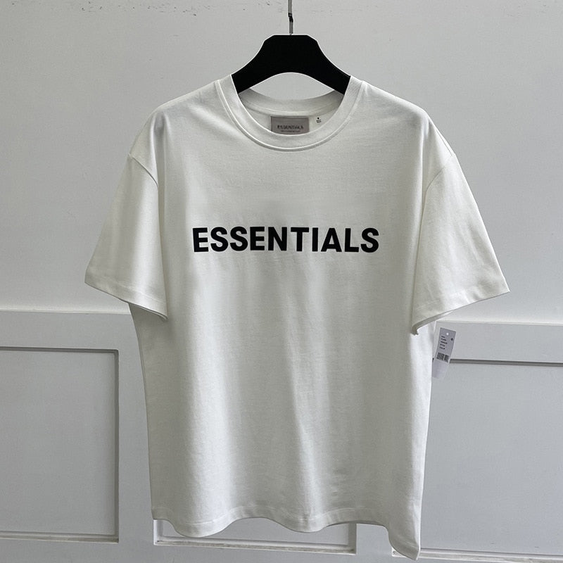 New Summer ESSENTIALS T-shirt Loose Rubber Letter logo Ovesized Short Sleeve Hip hop Unisex 100% Cotton Sports Tees