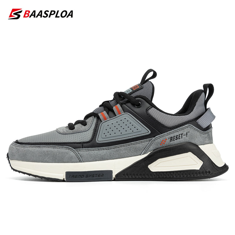 Baasploa 2022 New Men Leather Sneaker Waterproof Walking Shoes  Fashion Casual Shoes Non-Slip Wear-Resistant Male Sport  Shoe