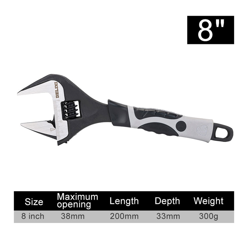 DELIXI Genuine Adjustable Wrench Universal Spanner CR-V Steel Mechanical Workshop Hand Repair Tools Car Bicycle Wrench