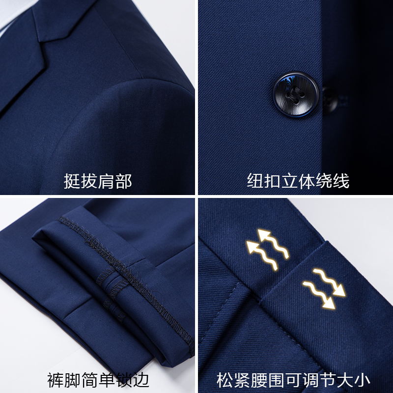 Boutique (Blazer + Vest + Pants) Men's Suit Fashion Business Elegant Solid Color 2 Buttons Gentleman Wedding Formal 3 Piece Set