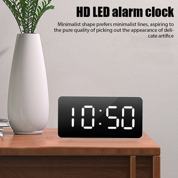 LED Alarm Clock with Mirror Table Clock Temperature Digital Display Clock USB Electronic Snooze Alarm Time Night Light for Child