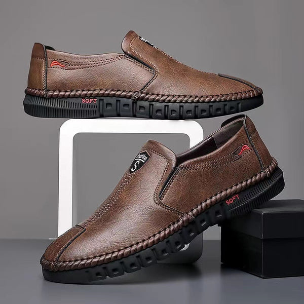 Men&#39;s Casual Shoes 2022 Autumn Brand  Fashion Comfortable Leather Shoes for Men Soft Bottom Business Leather Slip-on Flat Shoes