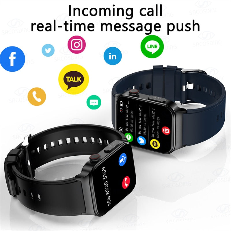 2022 NEW Blood Glucose Smart Watch Men ECG Monitor Blood Pressure Body Temperature Smartwatch IP68 Waterproof Fitness Tracker