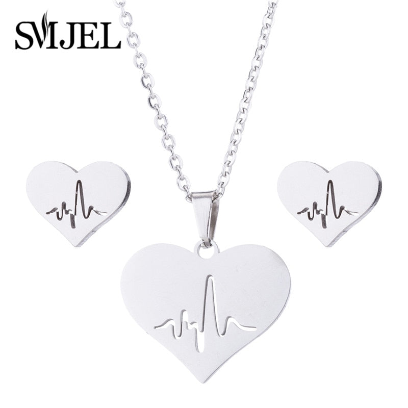 SMJEL Stainless Steel Necklaces for Women Jewelry Mini Animal Rabbit Necklace Heart Beat Dog Paw Print Collier Femme Wholesale