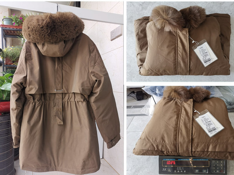 2022 New Winter Jacket Women Parka Fashion Long Coat Wool Liner Hooded Parkas Slim With Fur Collar Warm Snow Wear Padded Clothes