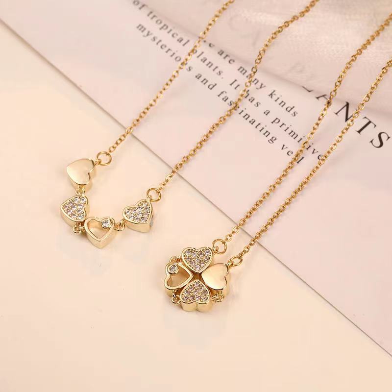 Heart Necklace for Women Zircon Crystal Stainless Steel Jewelry Luxury Chain Necklaces Choker Party Gift