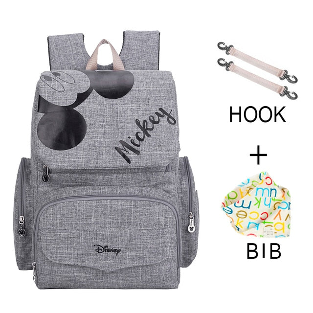 Disney 1Pair Free Hooks Mickey Baby Diaper Bags Bolso Maternal Stroller Bag Nappy Backpack Maternity Bag Maternal Backpack Mommy