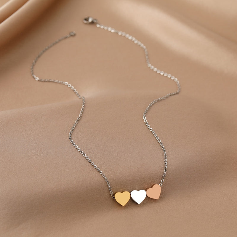Stainless Steel Necklaces New Trend Sweetheart Gold Color Silver Color Metal Charms Pendants Chains Fashion Necklace For Women