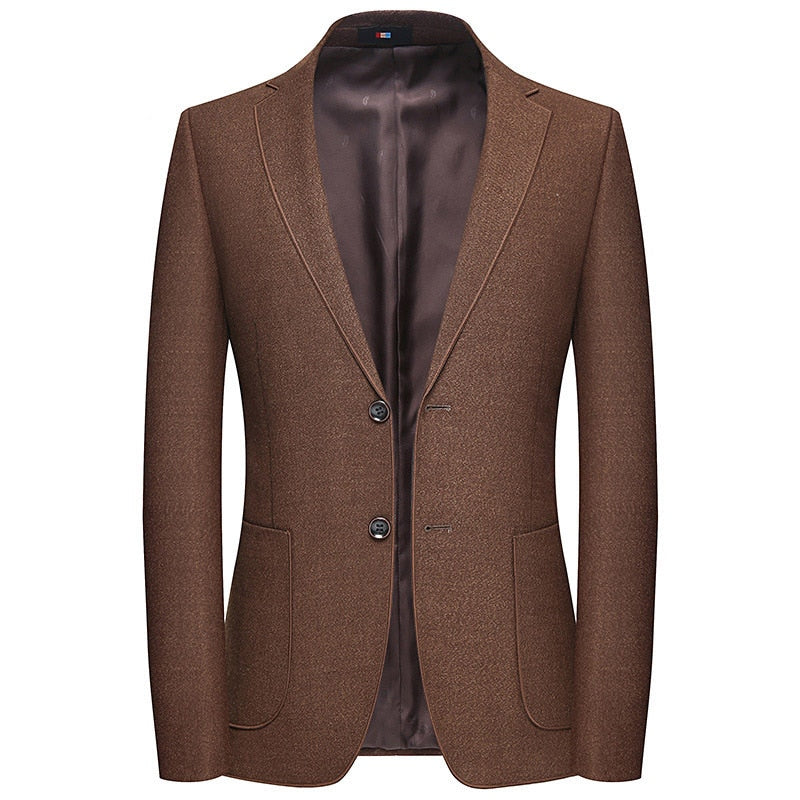 Men's Blazers Slim Fit Business Casual Elegant Suit Single Breasted Jackets Outwear Brown Coats Stylish New Korean Style Outfits