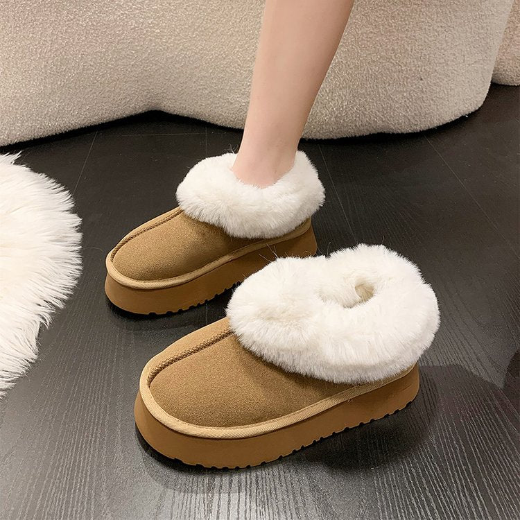 2022 NEW Fashion Soft Leather Women Ankle Boots High Heels Zipper Shoes Warm Wool Winter Boots for Women Plus Size 35-41