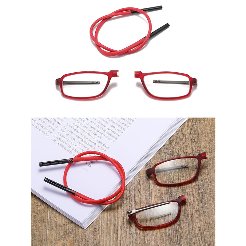 DML Brand Adjustable Elastic Hanging Neck Reading Glasses Portable Not Easy To Lose High-Grade TR Material Square Frame Unisex