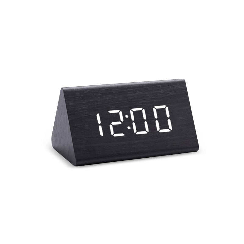 Digital Clock LED Wooden Alarm Clock Table Sound Control Electronic Clocks Desktop USB/AAA Powered Desperadoes Home Table Decor