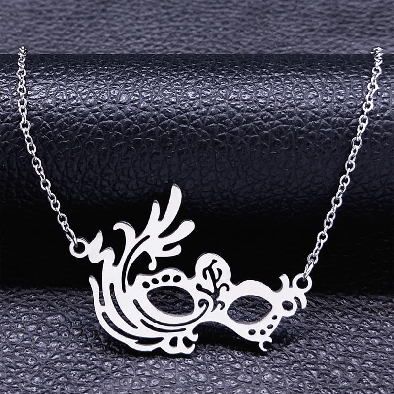 Witch Broom Cat Stainless Steel Necklace Women Witchcraft Silver Color Witches&