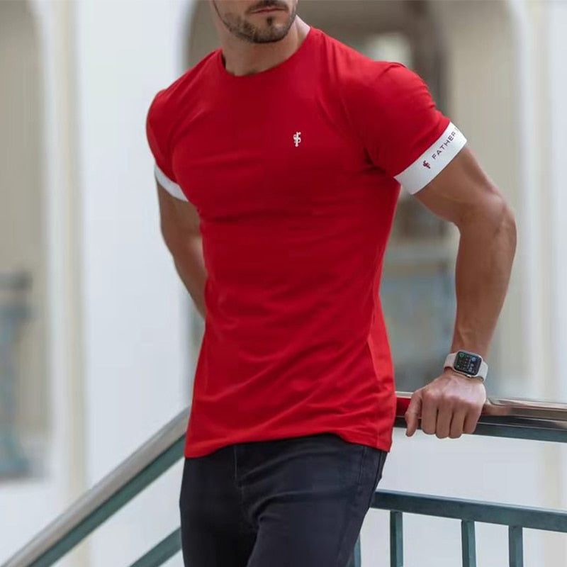 NEW High Quality Men T-Shirt Summer Running Short Sleeve Gym Sports Training Tops Outdoor Jogging Leisure Breathable T-Shirt