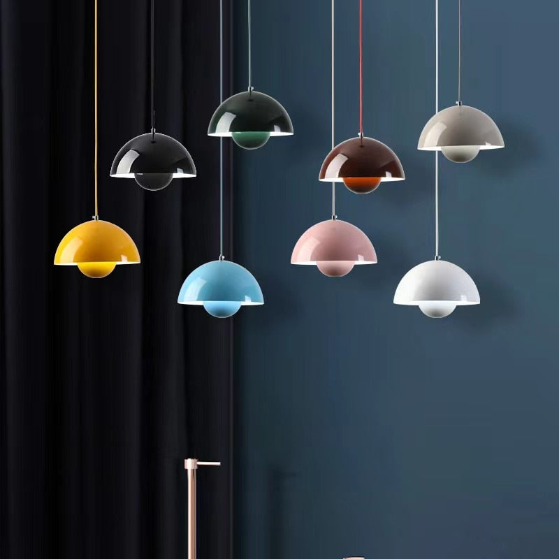 Led modern  pendent lamp semicircular flower bud color ceiling lamp northern European Danish Design Restaurant Chandelier