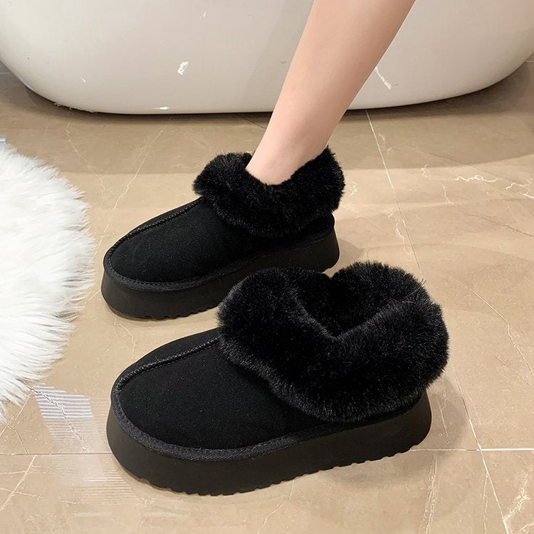 2022 NEW Fashion Soft Leather Women Ankle Boots High Heels Zipper Shoes Warm Wool Winter Boots for Women Plus Size 35-41