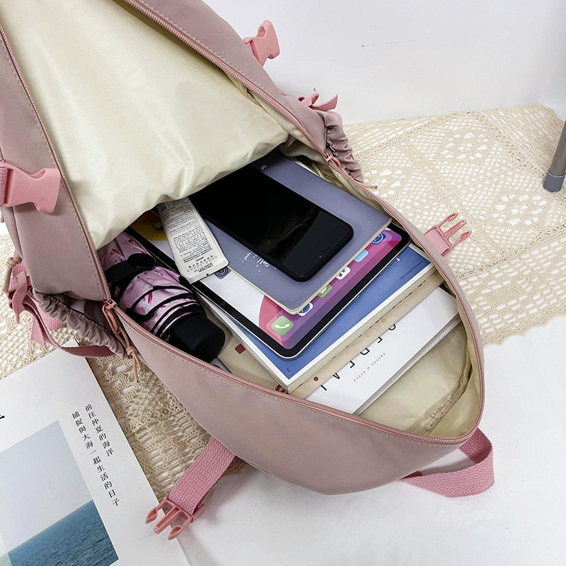 2022Cute Women Backpacks Waterproof Multi-Pocket Nylon School Backpack for Student Female Girls Kawaii Laptop Book Pack Mochilas
