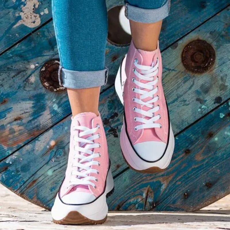 Women Canvas Shoes Lace-up Vulcanize White Black Fashion Thick Sole Free Shipping of Women Boots Sneakers Casual Shoes